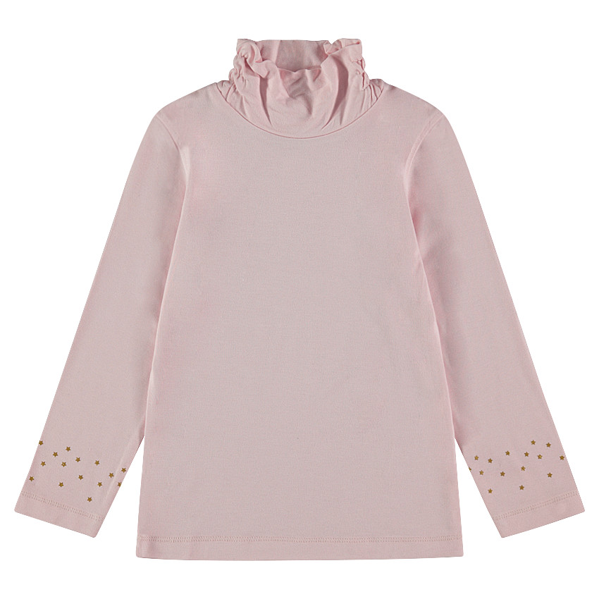 Sous-pull avec col roulé froncé et étoiles au bout des manches  