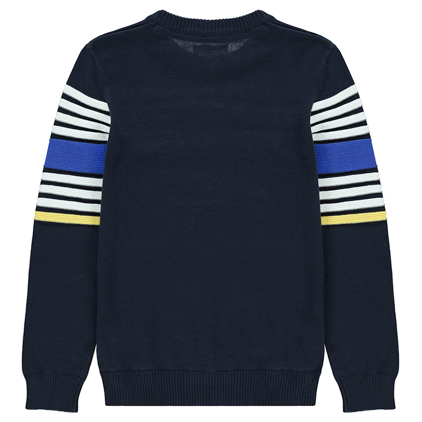 Junior - Pull en tricot avec bandes contrastées en jacquard 
