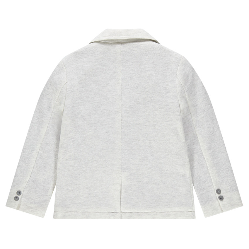 Blazer de cérémonie en jersey gris chiné avec doublure rayée 