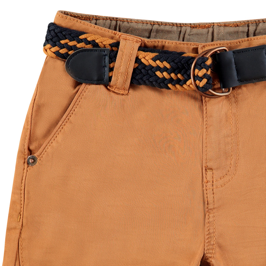 Pantalon en coton surteint avec ceinture tressée amovible 