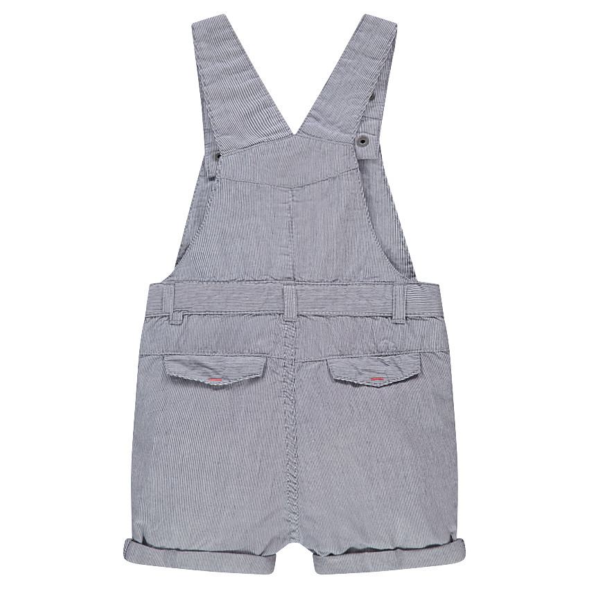 Salopette courtes à micro rayures et animaux printés 