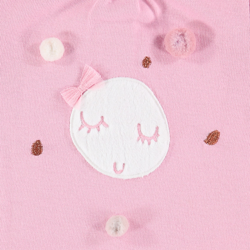 Tee-shirt manches longues en jersey avec lune en sherpa et pompons 