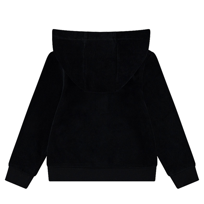 Gilet en velours à capuche avec mot pailleté 