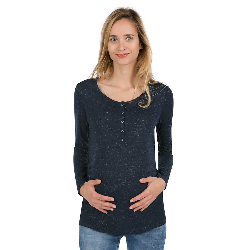 Tee-shirt de grossesse manches longues en jersey et fil argenté 