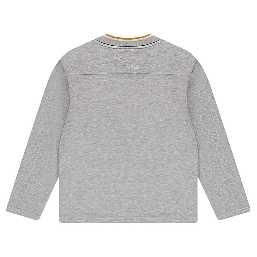 Junior - Polo manches longues en jersey avec col esprit teddy 