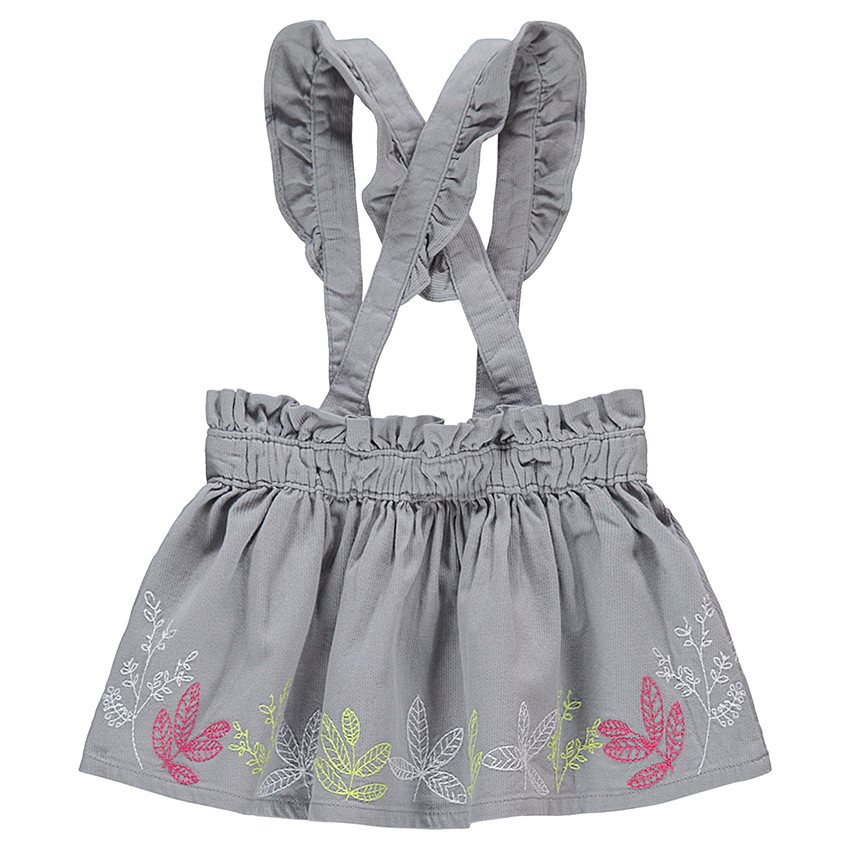 Jupe courte volantée esprit rétro en velours avec broderies 