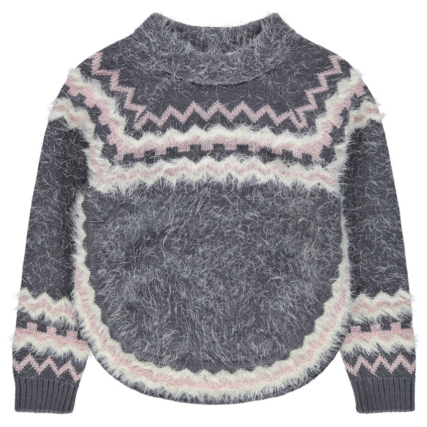 Pull en jacquard en tricot poil esprit poncho 