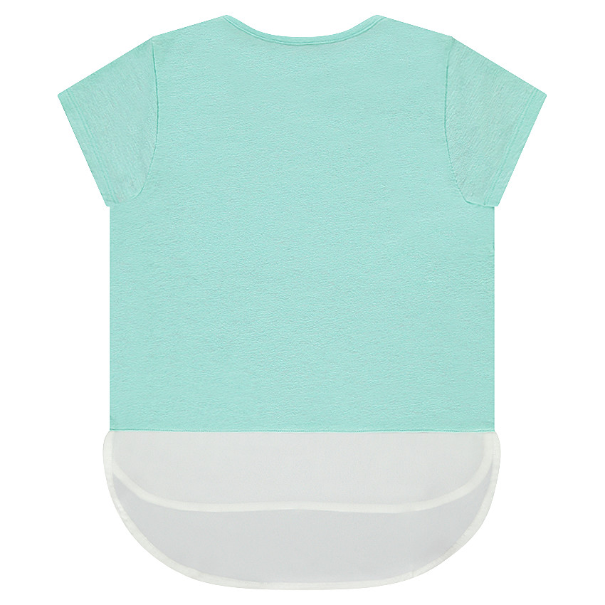 Tee-shirt manches courtes en jersey et crêpe avec motif fantaisie 