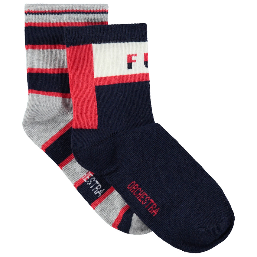 Lot de 2 paires de chaussettes à bandes contrastées 