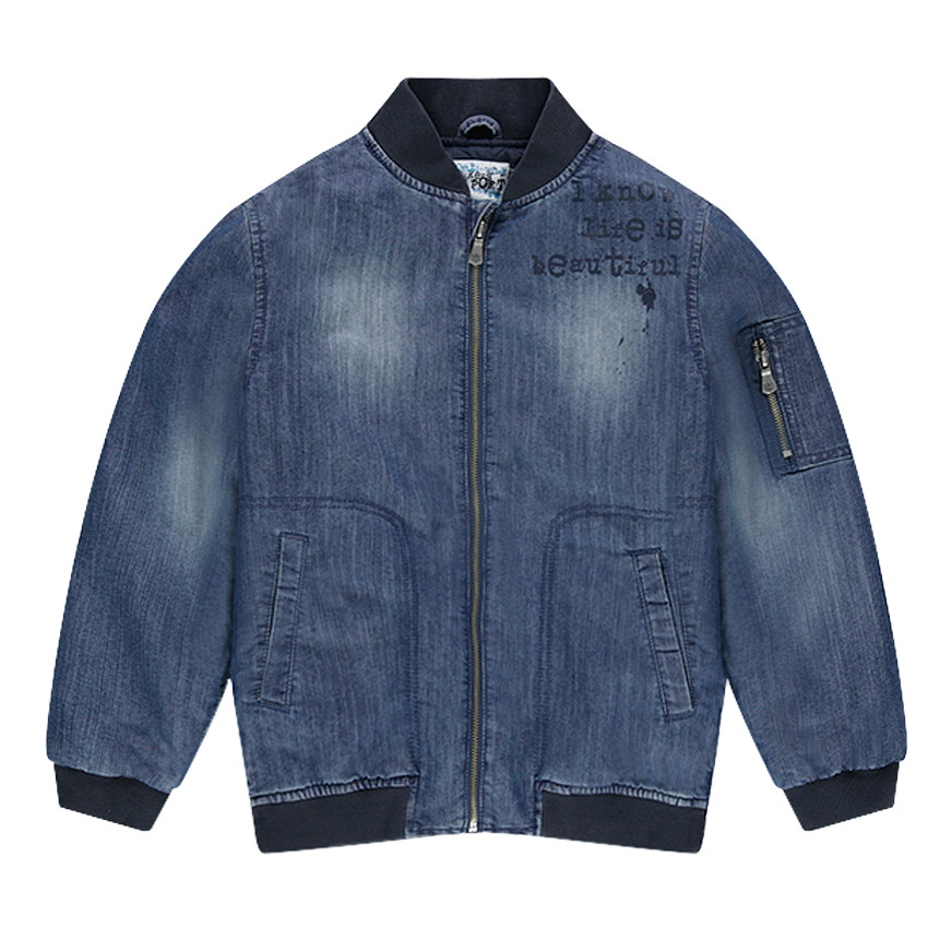 Junior - Blouson effet jeans used avec poche zippée 