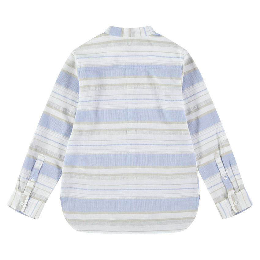 Junior - Chemise de cérémonie manches longues à rayures contrastées 