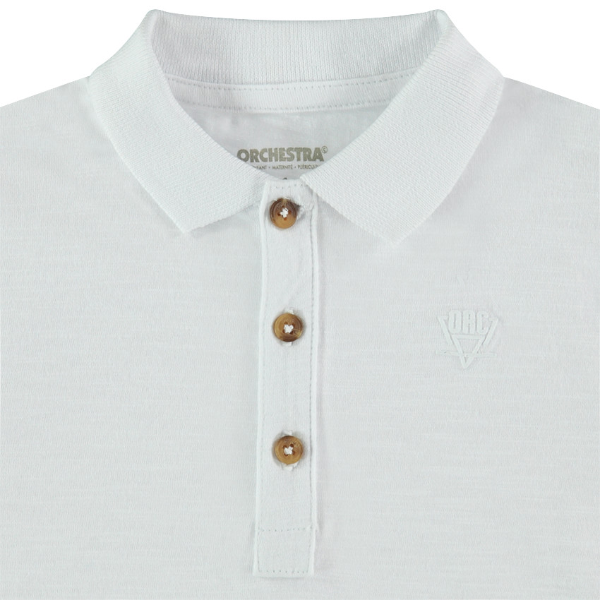 Junior - Polo manches longues en jersey slub avec logo printé 