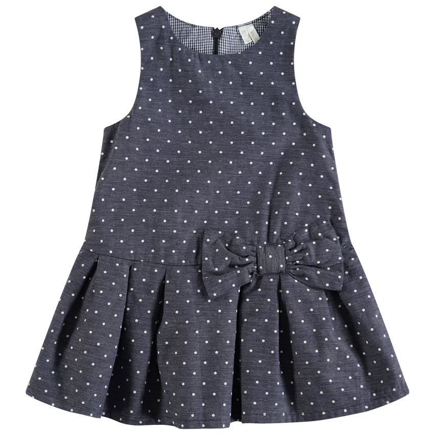 Robe sans manches à pois all-over doublée carreaux vichy 