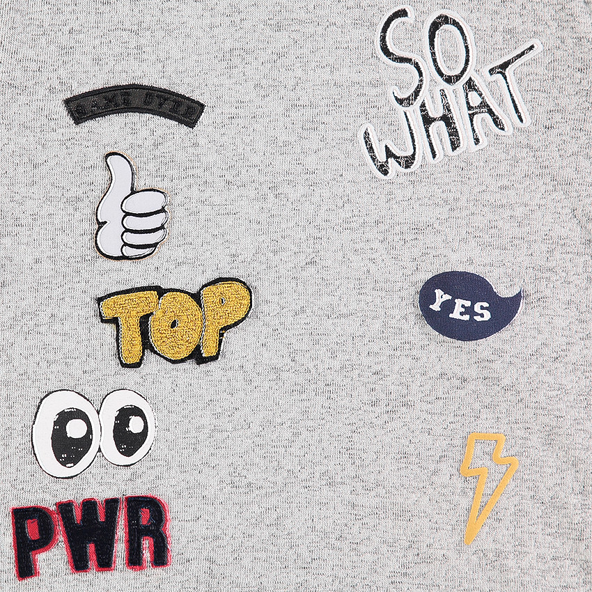 Junior - Tee-shirt manches longues en maille fantaisie avec message printé 