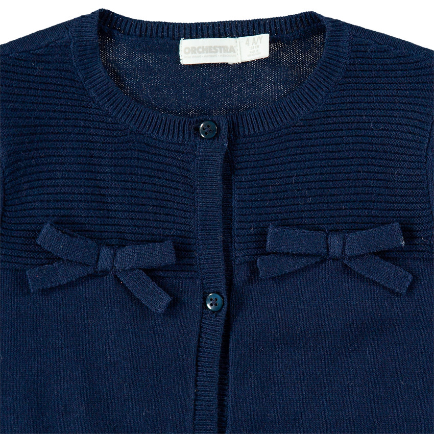 Gilet en tricot bleu marine avec noeuds plats ton sur ton 