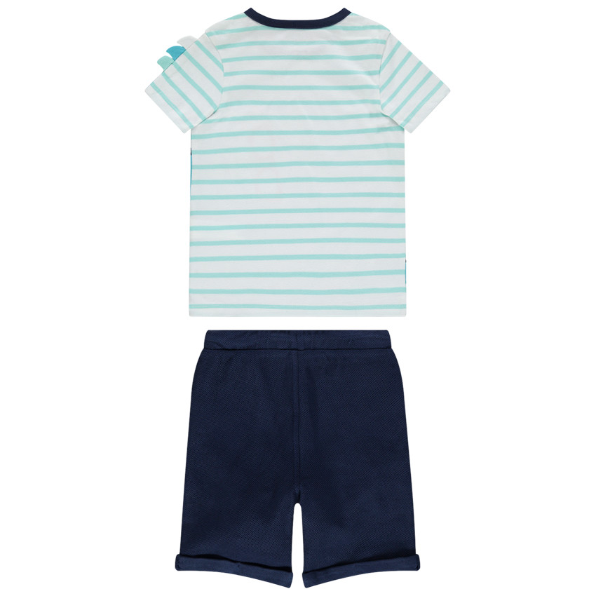 Ensemble avec t-shirt rayé print requin et bermuda en molleton 