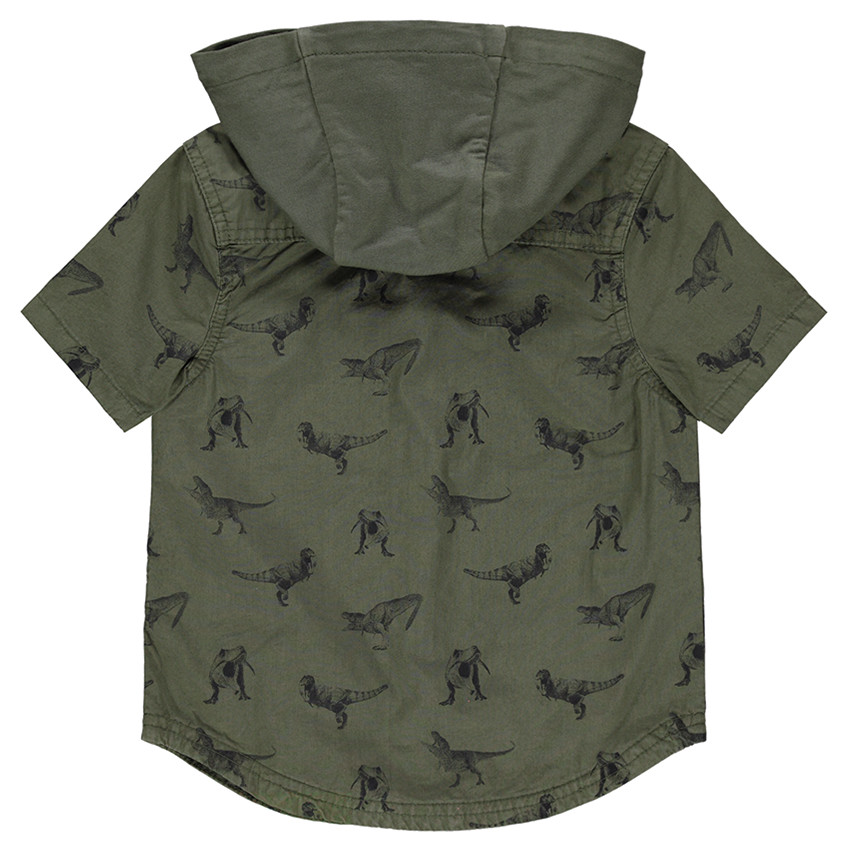 Chemise manches courtes à capuche avec dinosaures all-over 