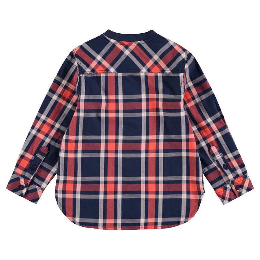 Chemise à larges carreaux contrastés et col esprit teddy 