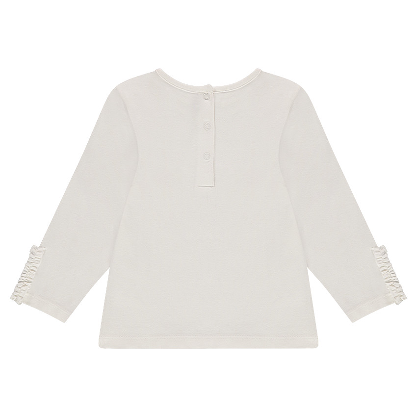 Tee-shirt manches longues uni avec ruché au bout des manches 