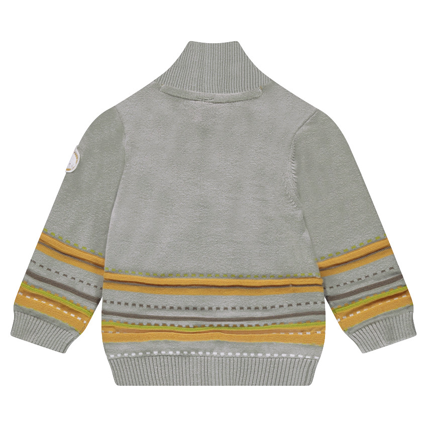 Gilet en tricot avec motifs jacquard et badge lion 