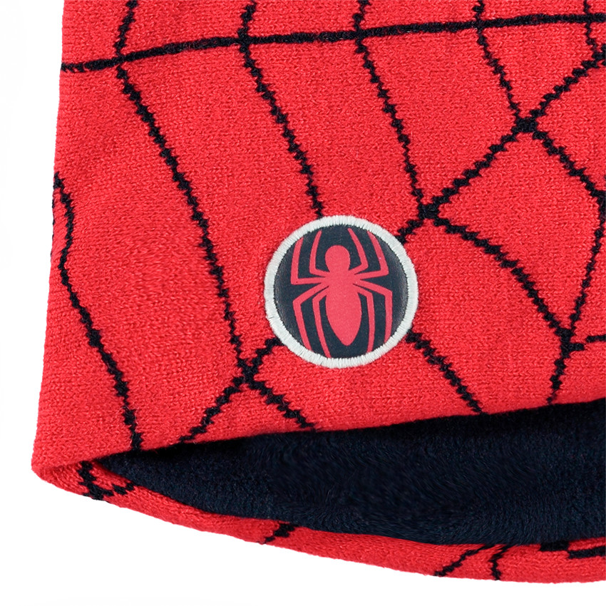 Ensemble bonnet et snood en tricot avec motif Marvel Spiderman en jacquard 