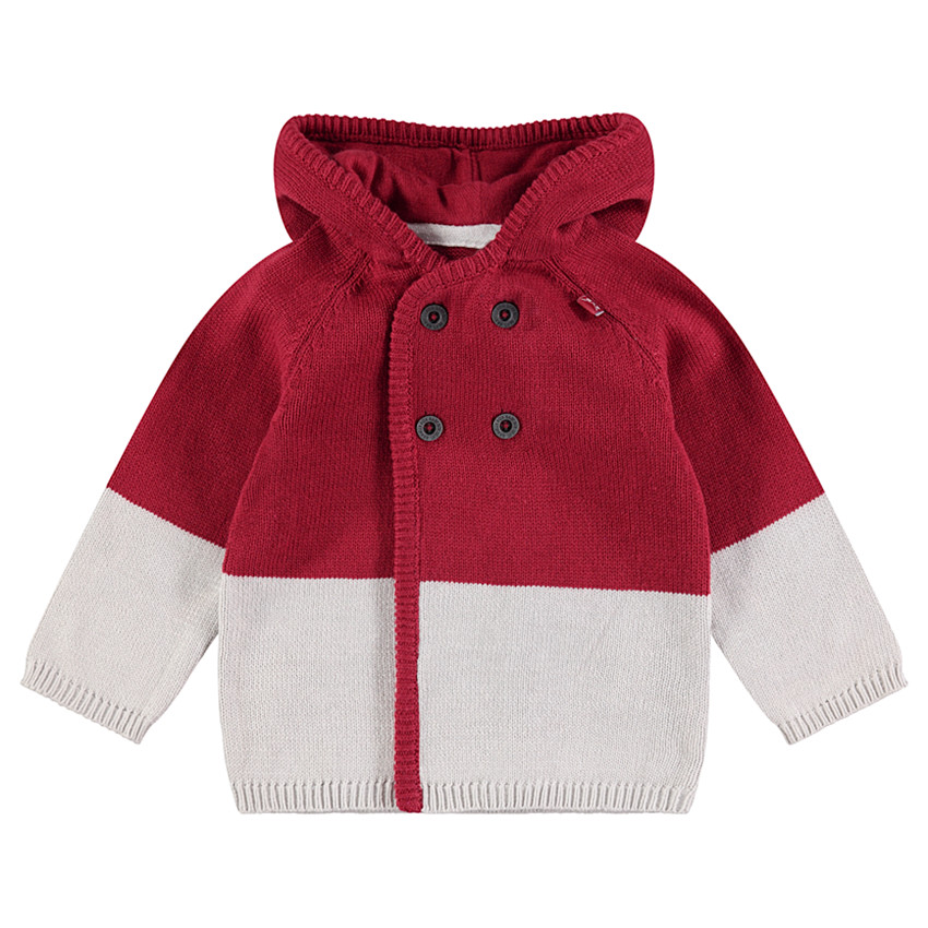 Gilet en tricot bicolore avec double boutonnage 