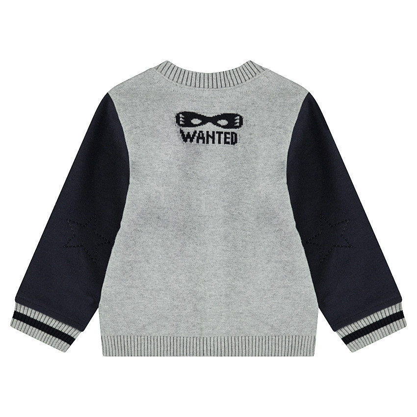 Gilet en tricot fantaisie avec badges patchés et manches en molleton  