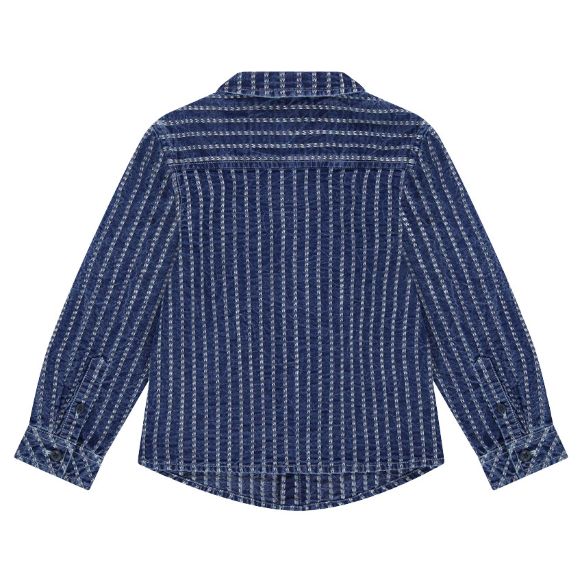 Chemise manches longues en coton fantaisie effet jeans 