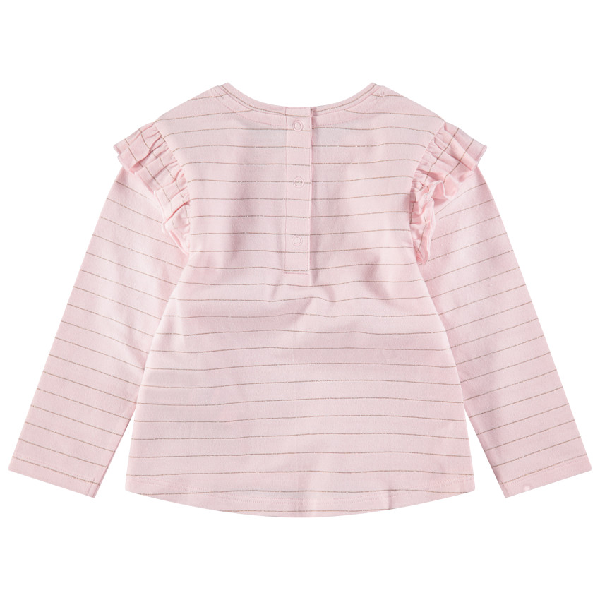 Tee-shirt manches longues en jersey à fines rayures dorées 