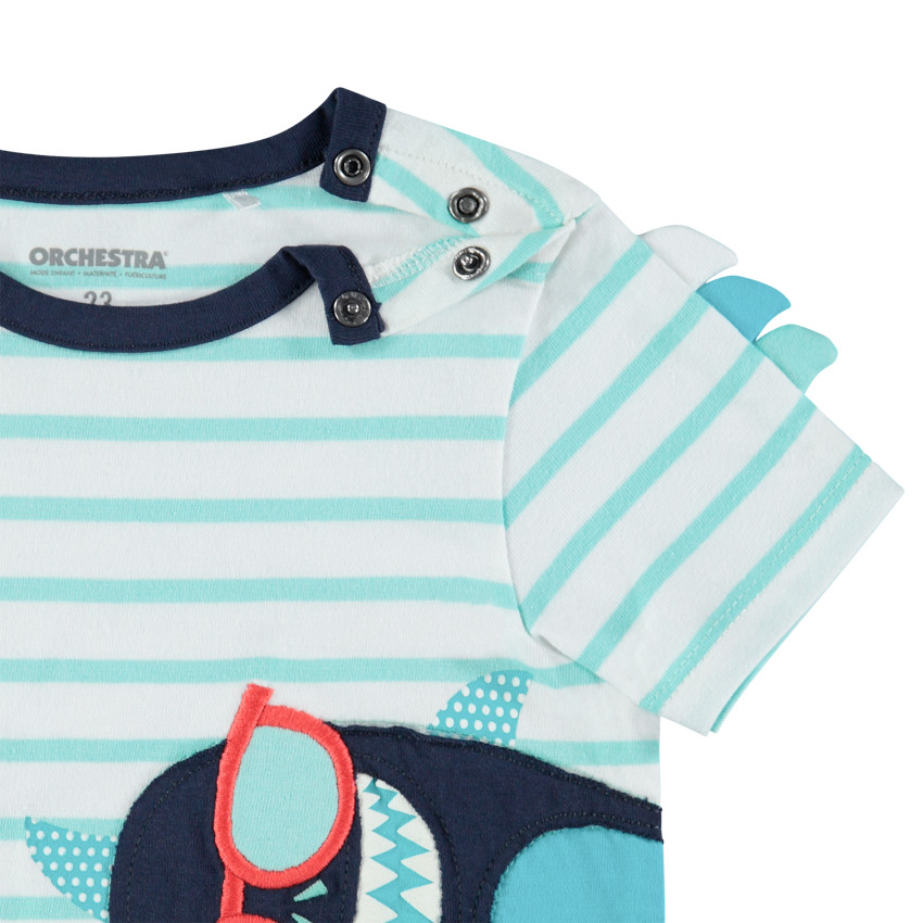 Ensemble avec t-shirt rayé print requin et bermuda en molleton 