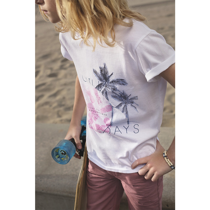 Junior - Tee-shirt manches courtes en jersey avec ananas et palmiers 