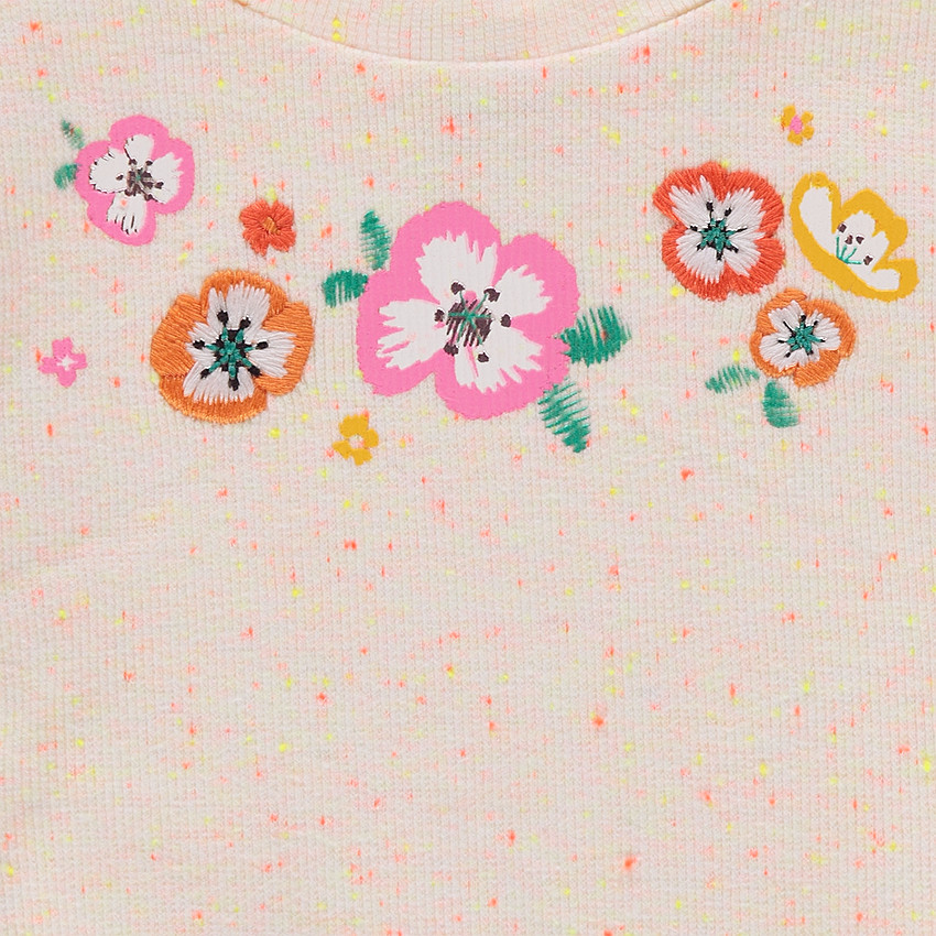 Sweat en molleton fantaisie aspect nep avec fleurs printées 