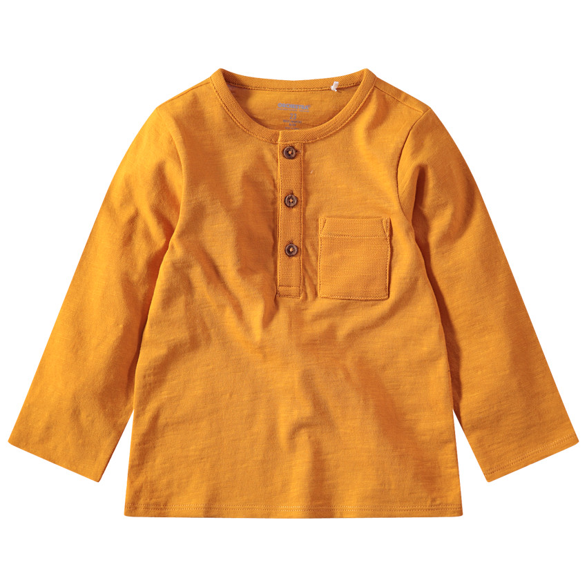 T-shirt manches longues en jersey slub avec poche plaquée 