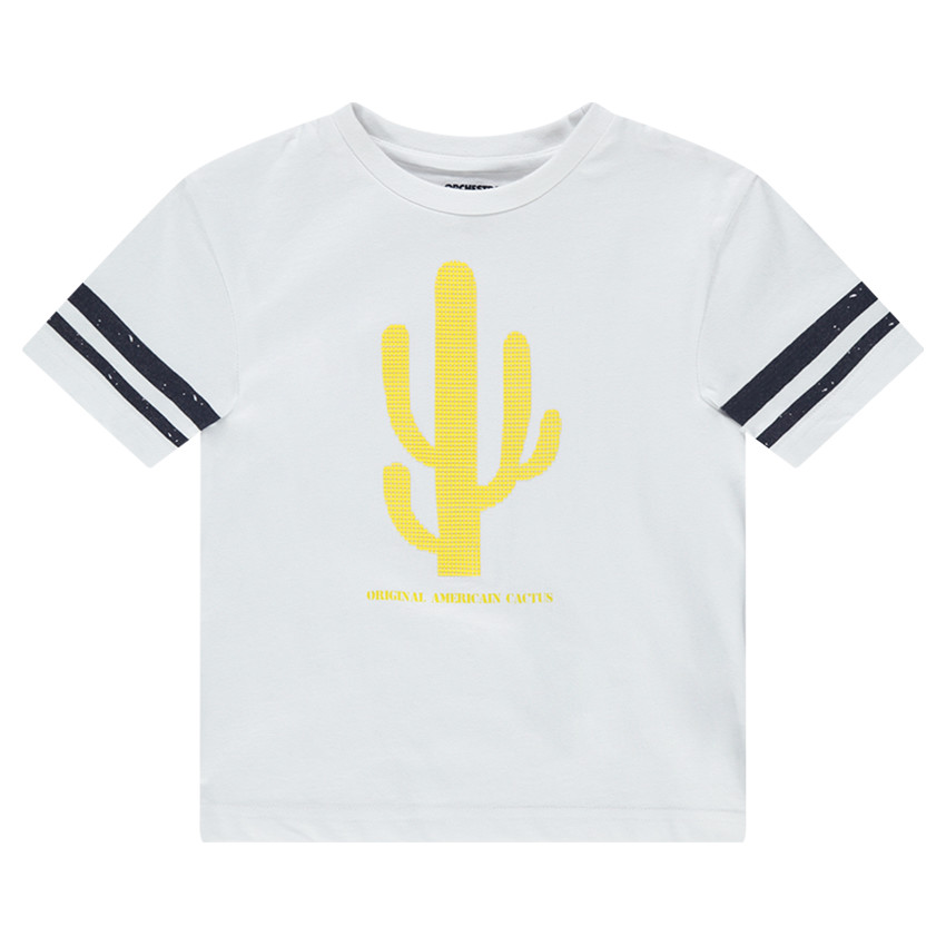 Tee-shirt manches courtes avec bandes et cactus printés 