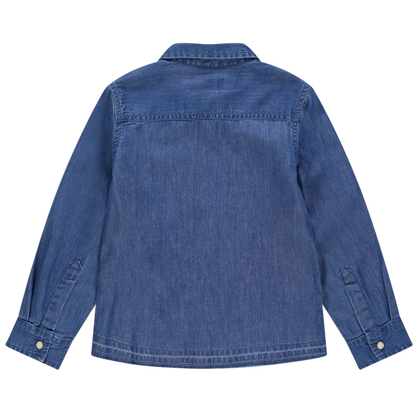 Chemise manches longues en jean à poches à rabat 