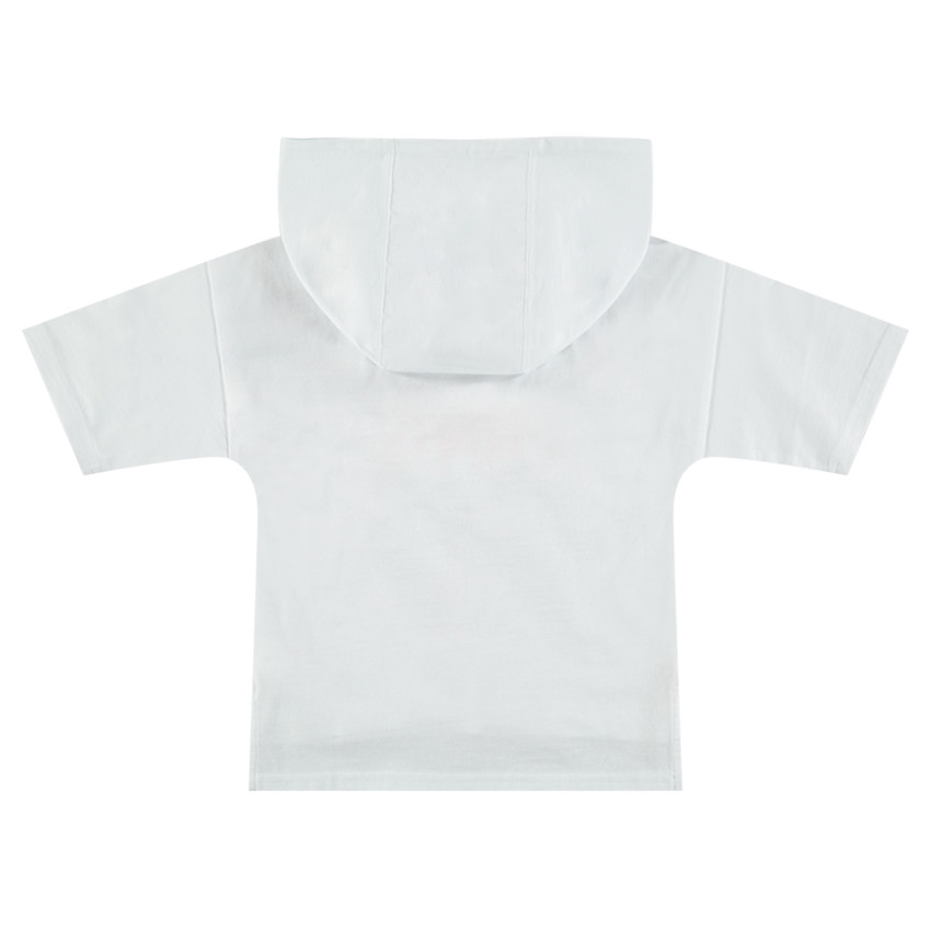 Tee-shirt manches courtes à capuche avec message en bouclette 