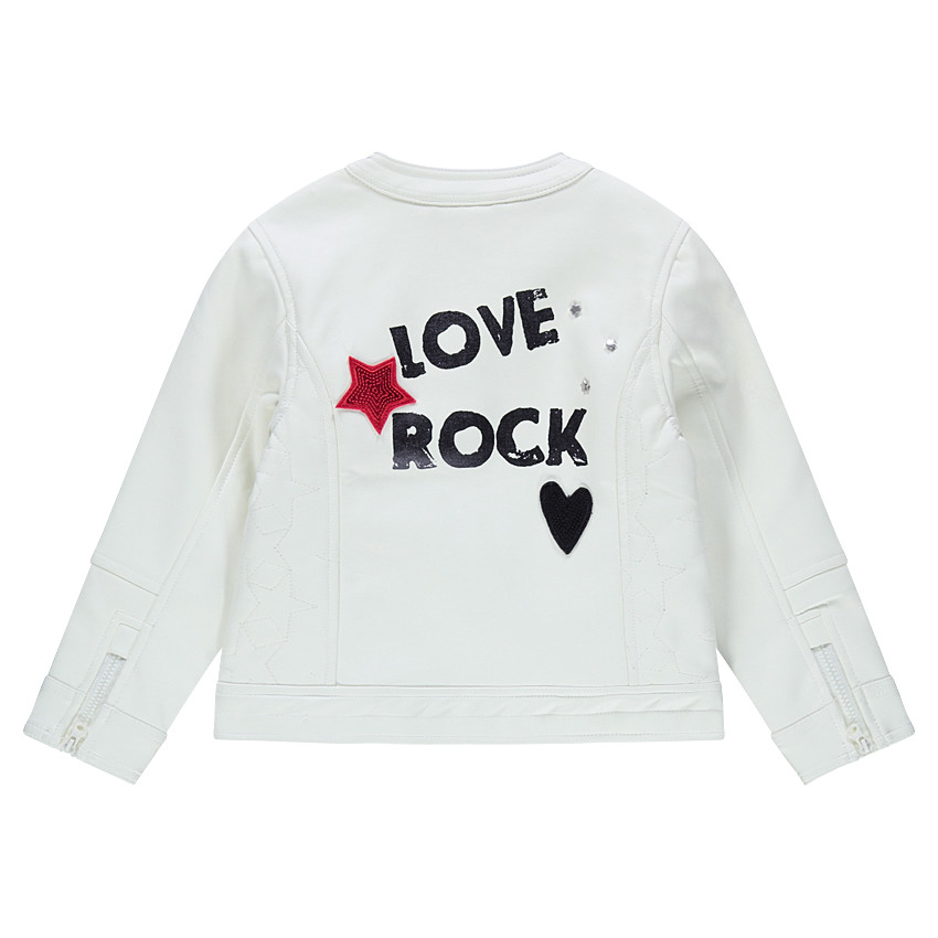 Perfecto effet cuir avec coeurs en sequins et inscriptions au dos 