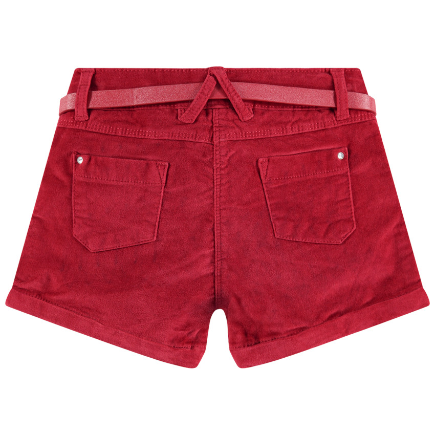 Short en velours uni avec ceinture ajustable et amovible 