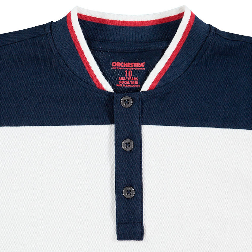 Junior - Polo manches longues en jersey avec col esprit teddy 