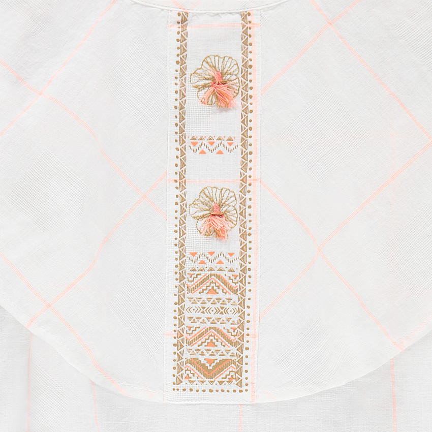 Junior - Tunique courte volantée en voile de coton à carreaux  