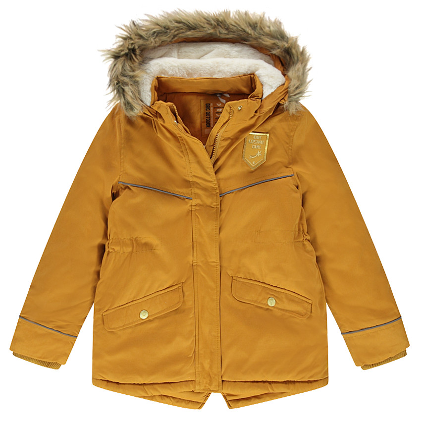 Junior - Parka en twill doublée sherpa avec fausse fourrure amovible 