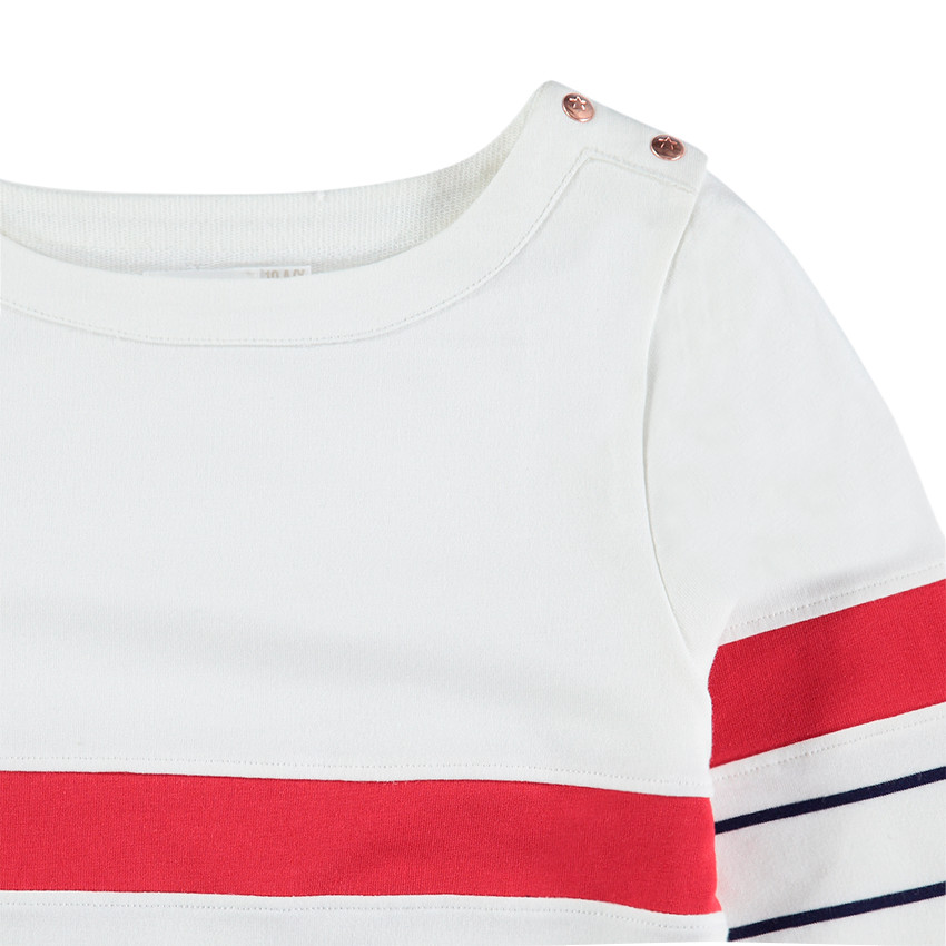 Junior - Marinière en coton avec boutons fantaisie 