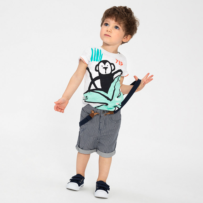 Tee-shirt manches courtes en jersey avec imprimé esprit tropical 