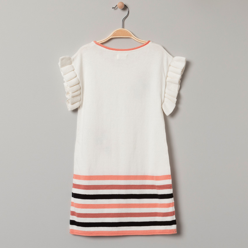 Robe manches courtes en tricot à fleurs brodées 