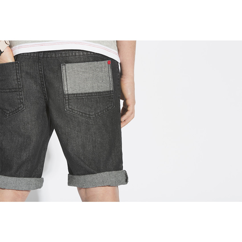 Junior - Bermuda en jeans effet used et crinkle 