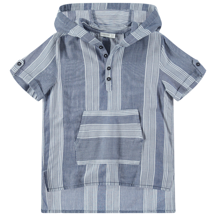 Junior - Chemise manches courtes à capuche avec poche kangourou 
