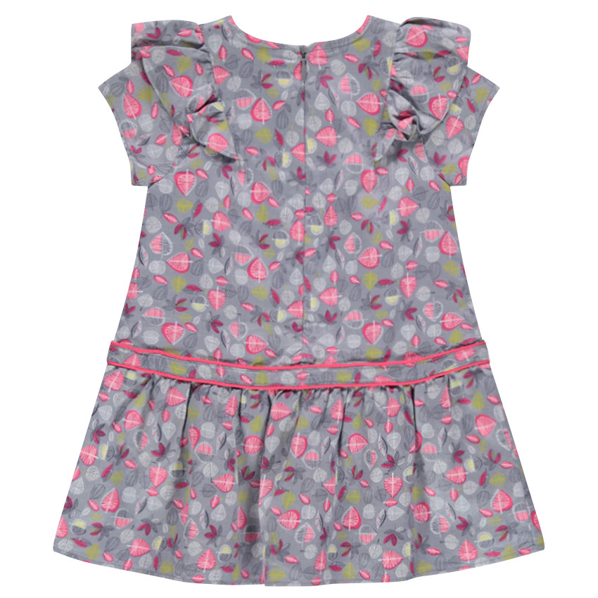 Robe manches courtes avec volants et feuilles all-over 