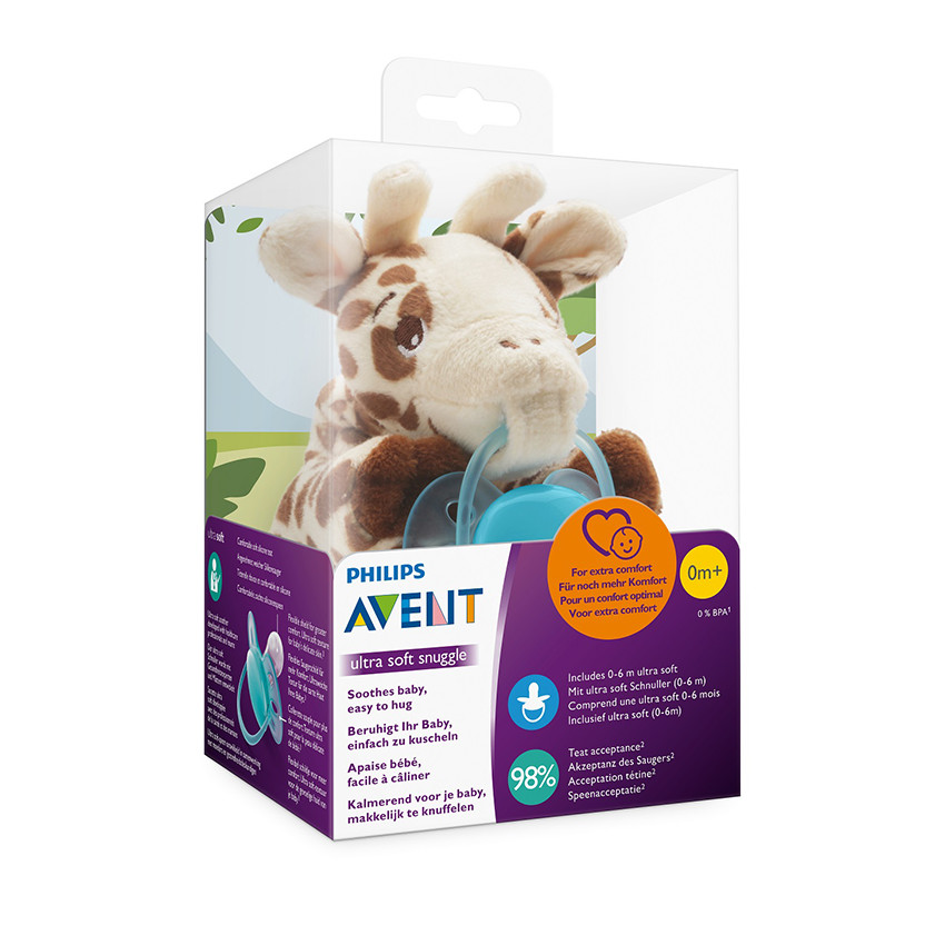 Attache-sucette + Sucette ultra soft 0-6 mois-Girafe 