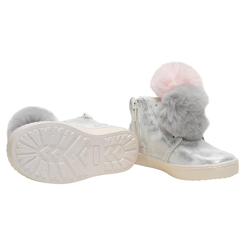 Bottillons à lacets argentés avec pompons en sherpa Du 24 au 27 