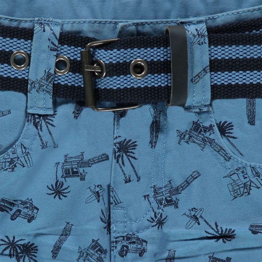 Bermuda en twill imprimé all-over avec ceinture 